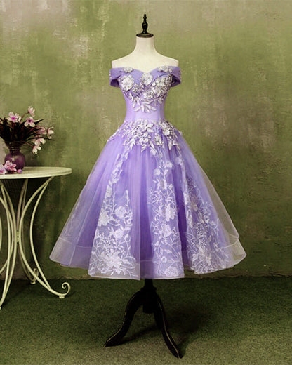 purple lace tea length dress Adriane Floral Embroidered Tea-Length Dress Tadashi Shoji Official Online Boutique