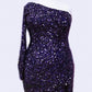 Plus Size Sequin One Sleeve Homecoming Dress