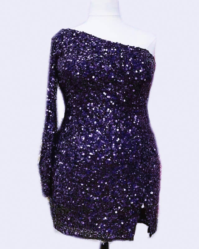 Plus Size Sequin One Sleeve Homecoming Dress