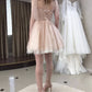 Nude Tulle Corset Ruffles Mini Dress