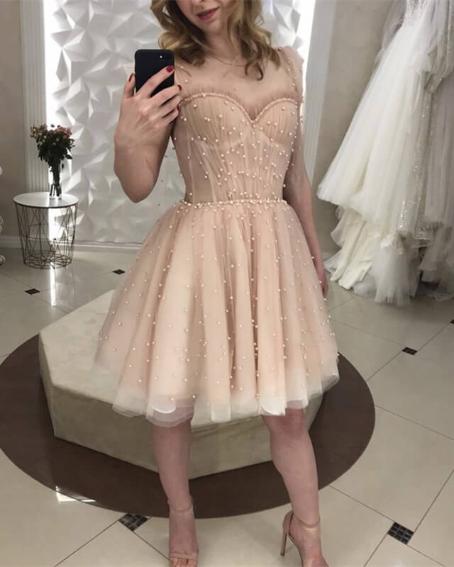 Nude Tulle Corset Ruffles Mini Dress
