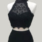 Two Piece Black Homecoming Dress Lace Crop Top