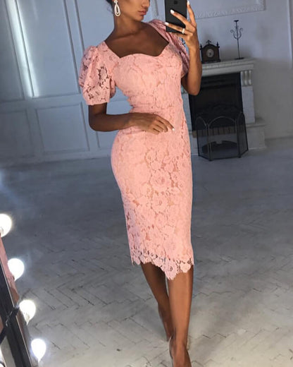 Baby Pink Lace Bodycon Dress