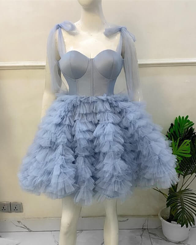 Short Light Blue Ball Gown Dress