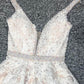 Ivory Lace Plunging V-neck Homecoming Dress