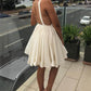 Short White Plunging Neck Cocktail Dress