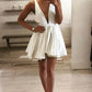 Short White Plunging Neck Cocktail Dress
