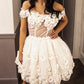 Off The Shoulder Sheer Bodice 3D Lace Embroidery Dress