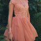 Sheer Long Sleeves Appliques Tulle Party Dress