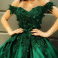 Dark Green Homecoming Dress With 3D Lace Flowers