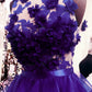 Purple Ruffles Homecoming Dress With 3D Flowers