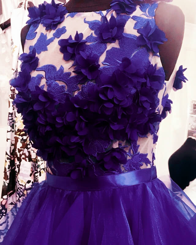Purple Ruffles Homecoming Dress With 3D Flowers