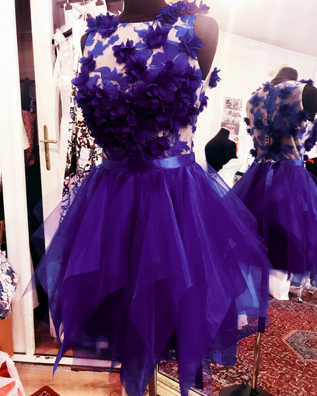 Short Purple Organza Homecoming Dress