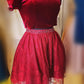 Two Piece Velvet And Lace Homecoming Dresses