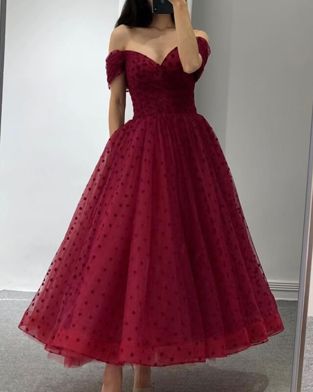 Burgundy Tulle Homecoming Dresses