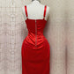Red Sheath Midi Dress With Slit