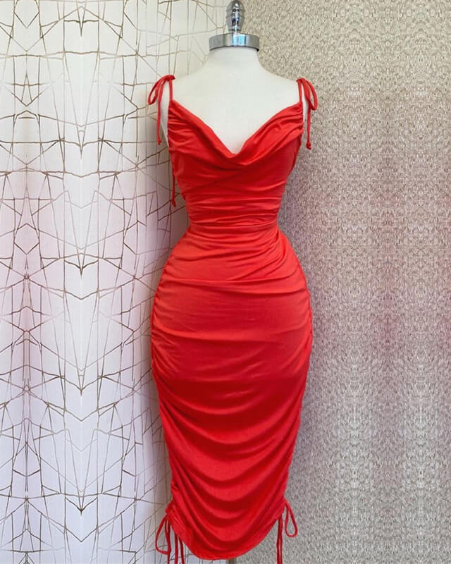 Red Midi Homecoming Dress
