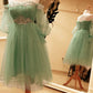 A-line Off Shoulder Tulle Appliques Dress