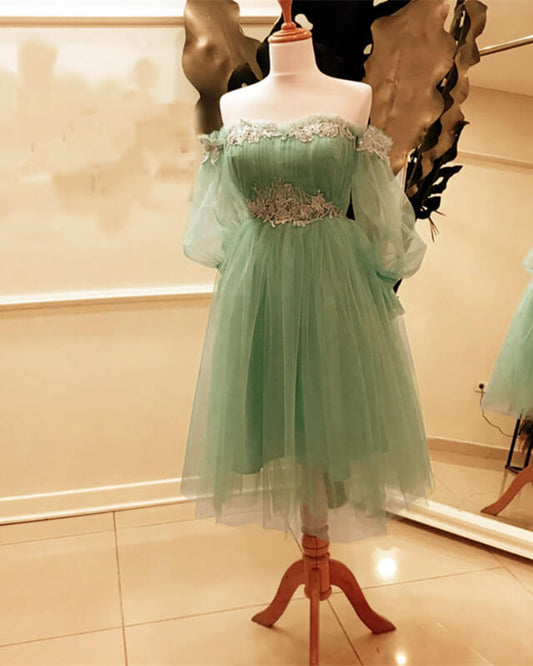 Sage Tulle Knee Length Dress