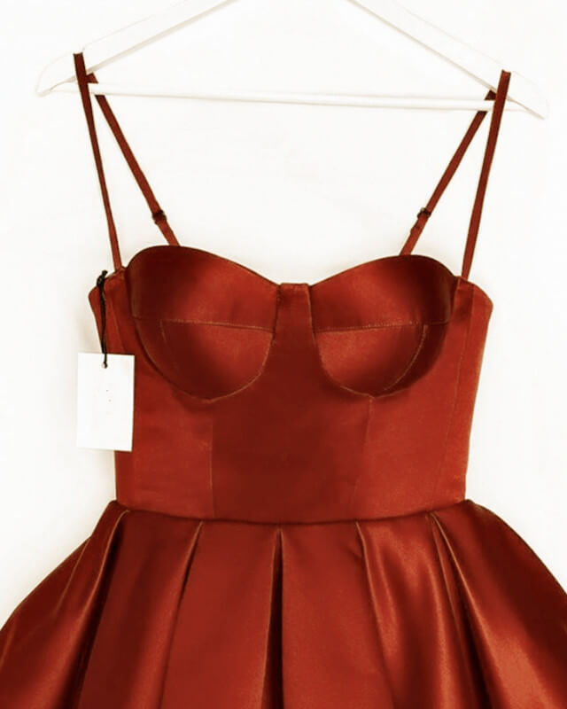 Burnt Orange Satin Mini Corset Dress