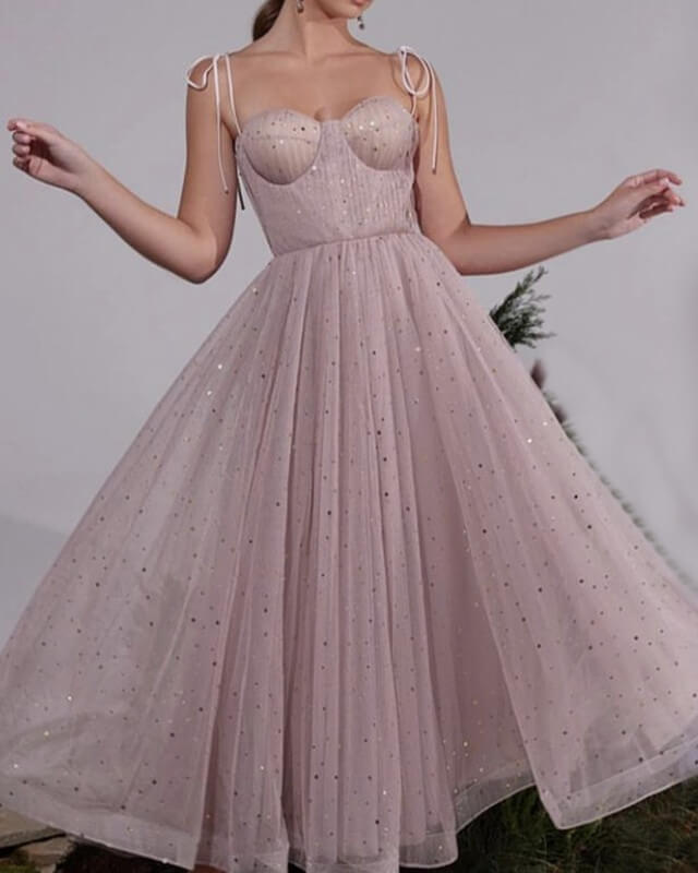 Nude Tulle Starry Dress