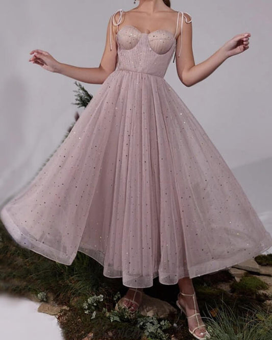 Nude Tulle Starry Dress