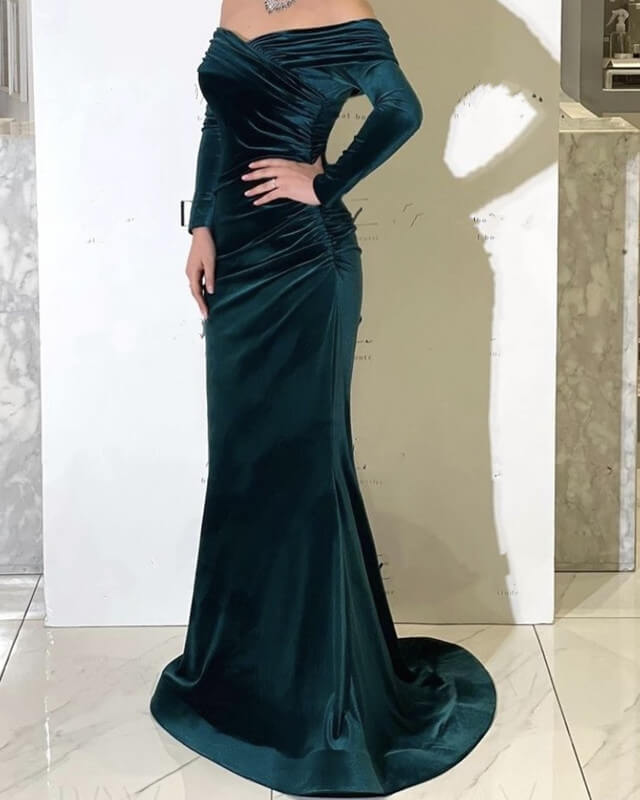 Long Sleeve Velvet Bridesmaid Dresses
