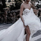 Boho Lace Flowers Sweetheart Tulle Wedding Dresses