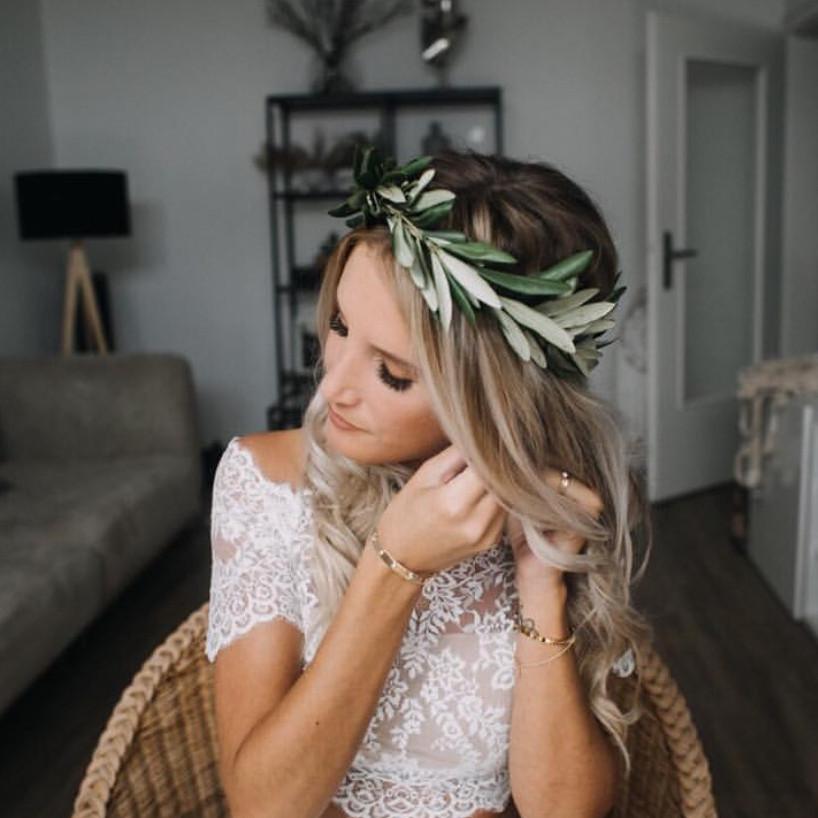 Boho Chic Lace Crop Chiffon Wedding Dresses Two Piece