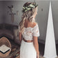 Boho Chic Lace Crop Chiffon Wedding Dresses Two Piece