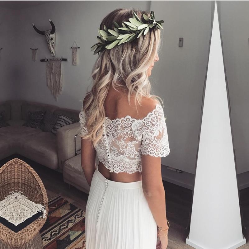 Beach Wedding Dresses Two Piece Lace Crop Lisposa Beach Wedding Dresses Two Piece Lace Crop Lisposa