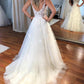 Elegant Chantilly Tulle And Lace V-neck Wedding Beach Dresses