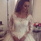Sleeved Satin Wedding Dress With 3D Flowers