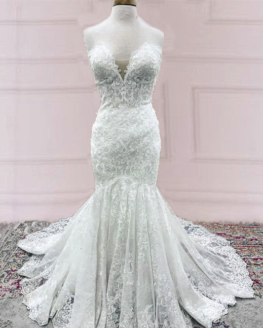 Lace Sweetheart Mermaid Wedding Dress