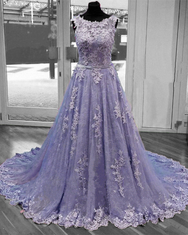 Lavender Lace Prom Dresses