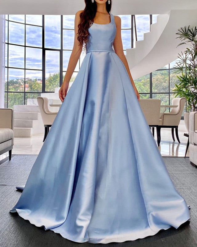 Light Blue Prom Dresses Satin
