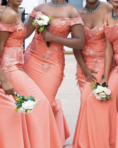 coral mermaid bridesmaid dresses Long Jersey Empire Waistline Mermaid Bridesmaid Dresses With Cap Sleeves
