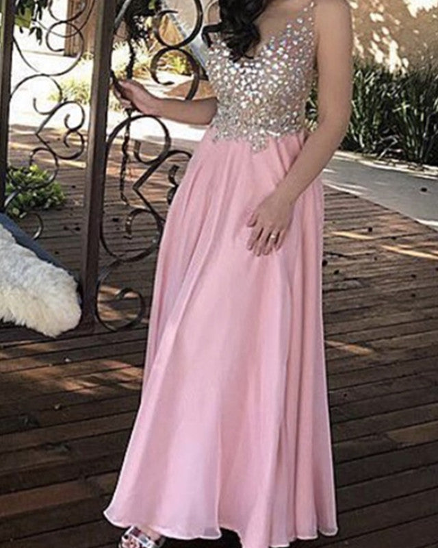 Pink Chiffon Prom Dresses