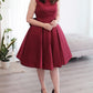 Short Bridesmaid Dresses Satin Bow Back