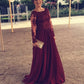 Lace Long Sleeves Bridesmaid Dresses Chiffon Floor Length