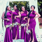 Sexy One Shouder Mermaid Bridesmaid Dresses Satin Slit