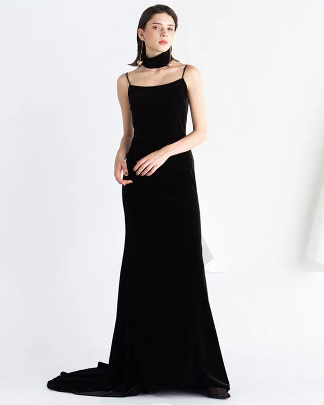 Mermaid Velvet Bridesmaid Dresses Spaghetti Strap