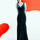 Mermaid Velvet V Neck Empire Bridesmaid Dresses