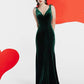 Mermaid Velvet V Neck Empire Bridesmaid Dresses