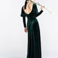 Long Sleeves Bridesmaid Dresses Velvet Open Back