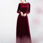 Sleeved Velvet Formal Dresses With Lace Back