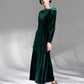 Long Sleeves Draped Back Velvet Evening Party Dresses