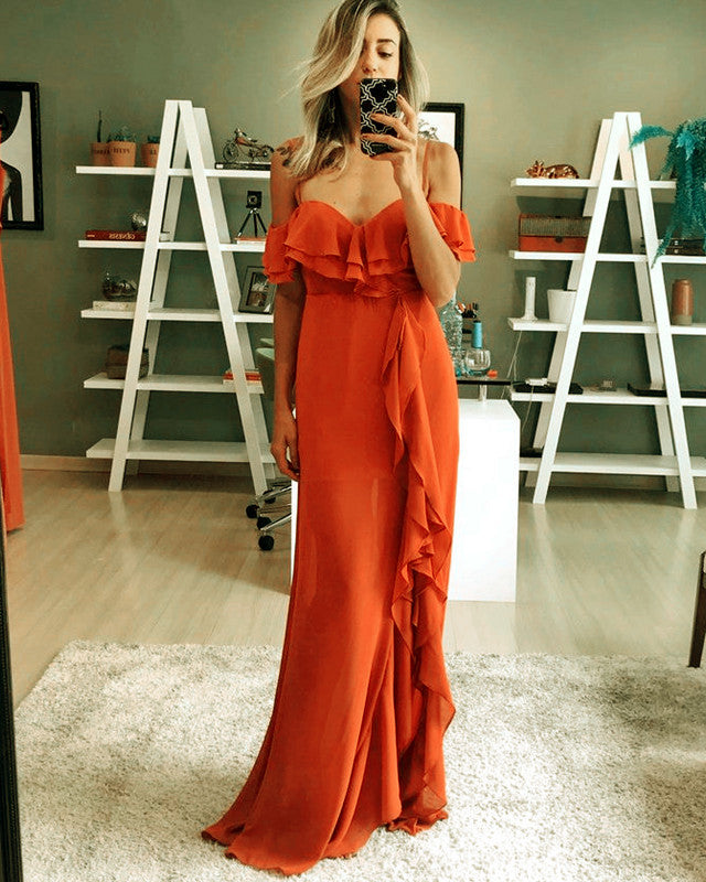Burnt Orange Bridesmaid Dresses Sheath