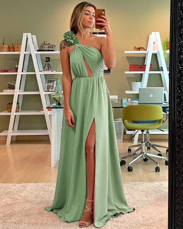 Sage Green Bridesmaid Dresses One Shoulder