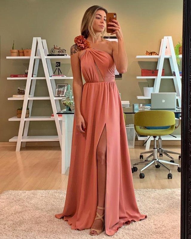 Terracotta Bridesmaid Dresses One Shoulder